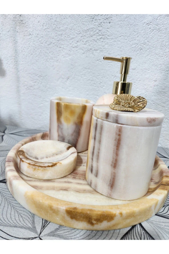 mermer 5'li banyo takımı - Resim 4