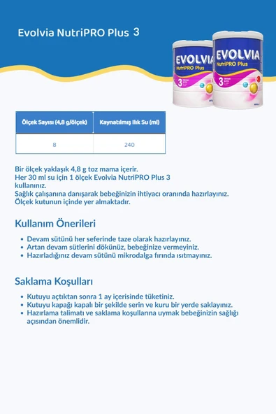 Evolvia PLUS  3 Bebek Maması 800 gr - Resim 3