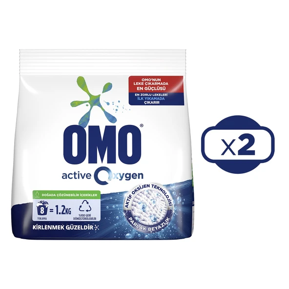 Omo Matik Active Oxygen Toz Deterjan 1,2 Kg x 2 Adet ürün görseli 1