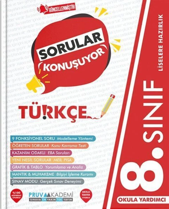 Pruva Akademi 8. Sınıf Türkçe Sorular Konuşuyor Soru Bankası ürün görseli 1