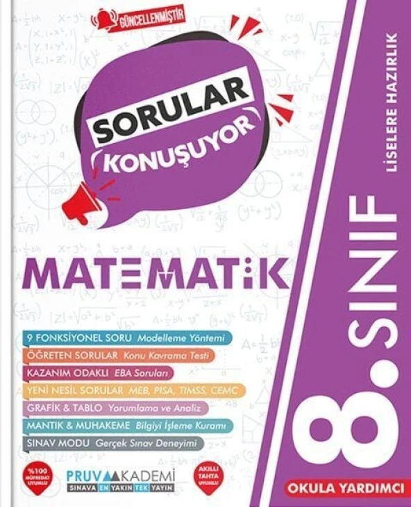 Pruva Akademi 8. Sınıf Matematik Sorular Konuşuyor Soru Bankası ürün görseli 1