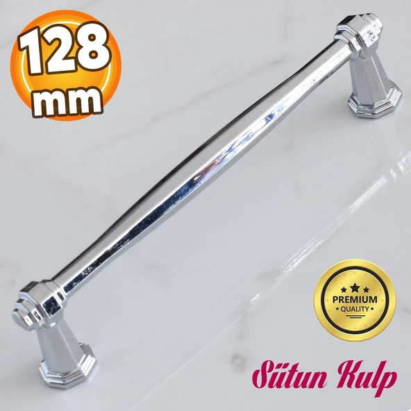 Sütun Krom Metal Kulp 128 mm-12.8 cm Mobilya Çekmece Mutfak Dolabı Dolap Kapak Kulpları Kulbu Kulpu ürün görseli 1