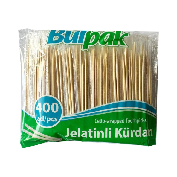 Burpak Jelatinli / Poşetli Ahşap Kürdan - 400 Adetlik Paket ürün görseli 1