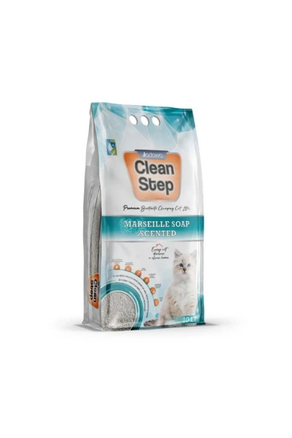 Clean Step Aktif Karbonlu Marsilla Kokulu Ince Taneli Topaklanan Bentonit Kedi Kumu 5 Lt ürün görseli 1
