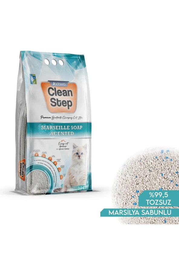 Clean Step Kokusuz (MARSİLYA) Topaklanan Ince Tane Bentonit Kedi Kumu 10 Lt ürün görseli 1