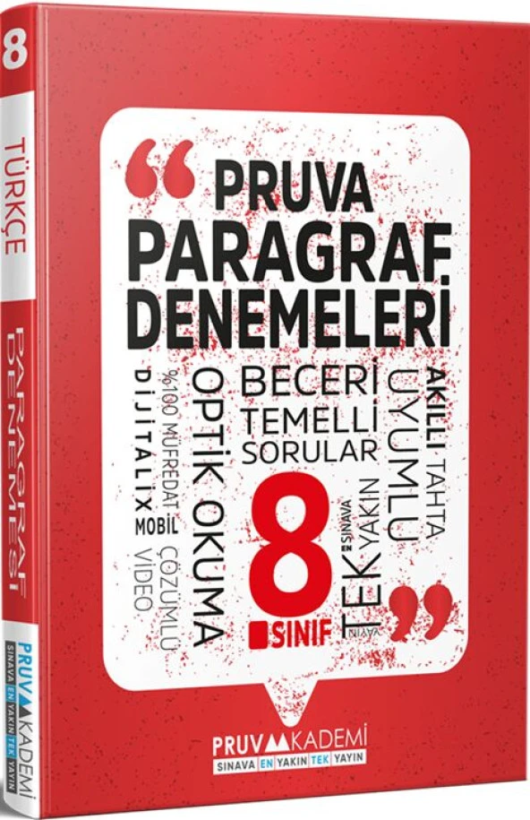 Pruva Akademi 8. Sınıf Paragraf Denemeleri Video Çözümlü Pruva Akademi ürün görseli 1