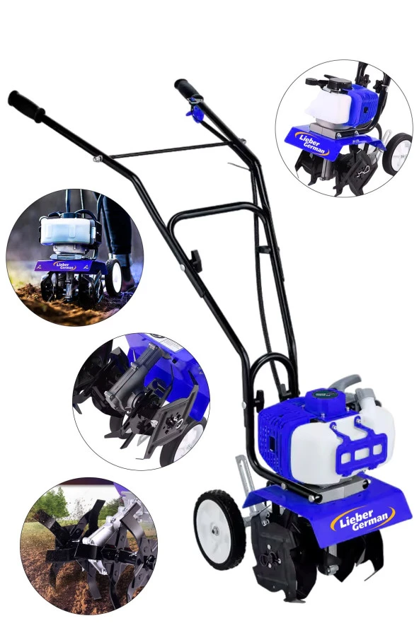 Lieber German Alman Prof 3 Hp Çelik Şanzuman Bakır Sargılı Benzinli Mini Dip Kenar Çapalama Makinesi ürün görseli 1