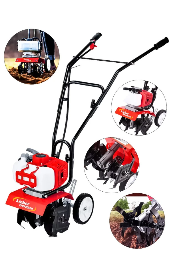Lieber German Alman Prof 3 Hp Çelik Şanzuman Bakır Sargılı Benzinli Mini Dip Kenar Çapalama Makinesi ürün görseli 1