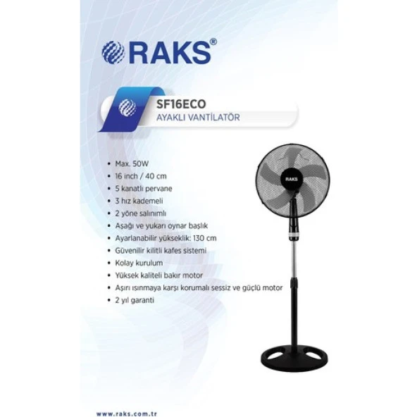Raks SF 16 Eco Ayaklı Vantilatör - Resim 2