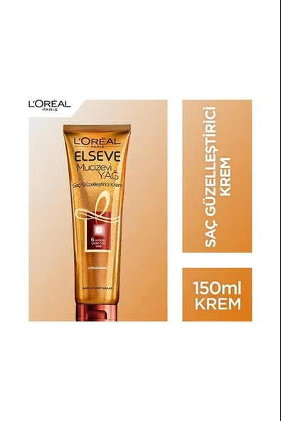Loreal Paris Elseve Mucizevi Yağ Saç Güzelleştirici Krem 150 ml (Kuru ve Sert Saçlar) ürün görseli 1