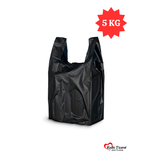 Kalın Siyah Poşet Küçük Boy 5 Kg Hışır Atlet Poşet Market Manav Poşeti Çöp Poşeti ürün görseli 1