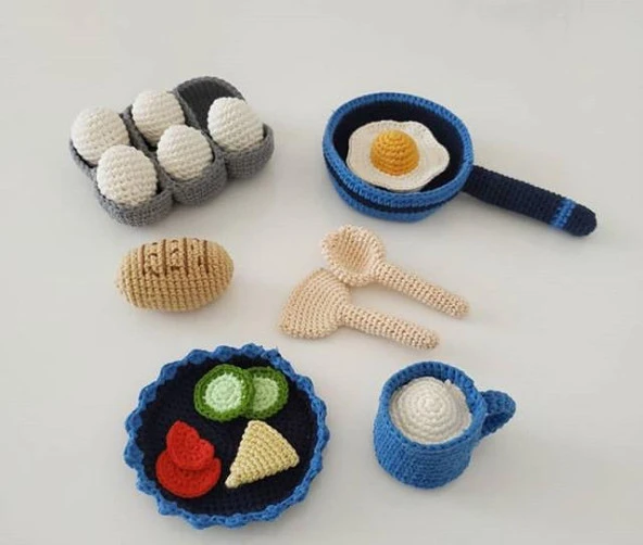 Sağlıklı Kahvaltı Seti Amigurumi Organik Oyuncak ürün görseli 1