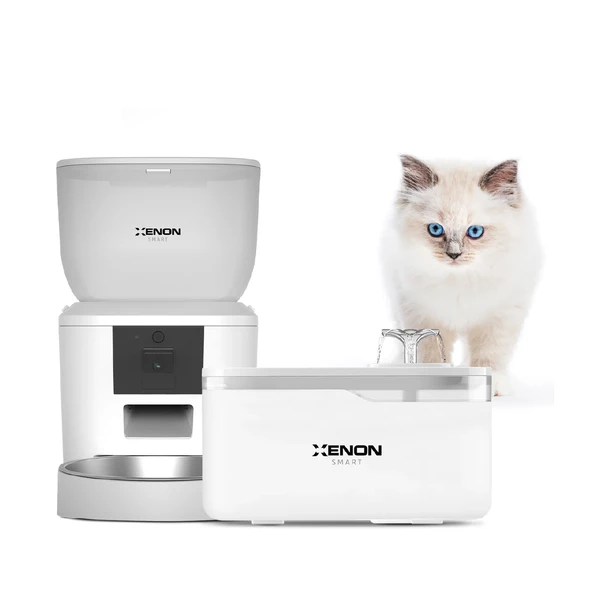 Xenon Smart Otomatik Mama Kabı (Kameralı) ve Kedi Su Pınarı (Kablosuz)  2'li Set, Wifi, Mobil Kontrollü ürün görseli 1