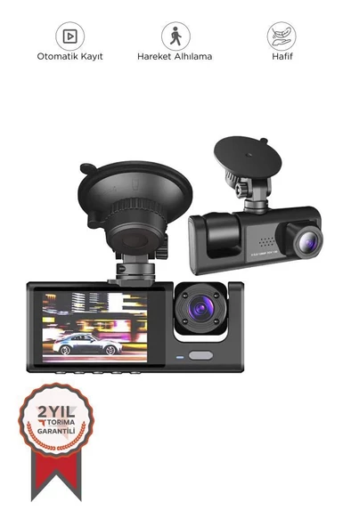 Torima TA-01 Siyah 1080p Araç içi 3 Kameralı Lcd Ekranlı Gece Görüşlü Araç Kamerası ürün görseli 1