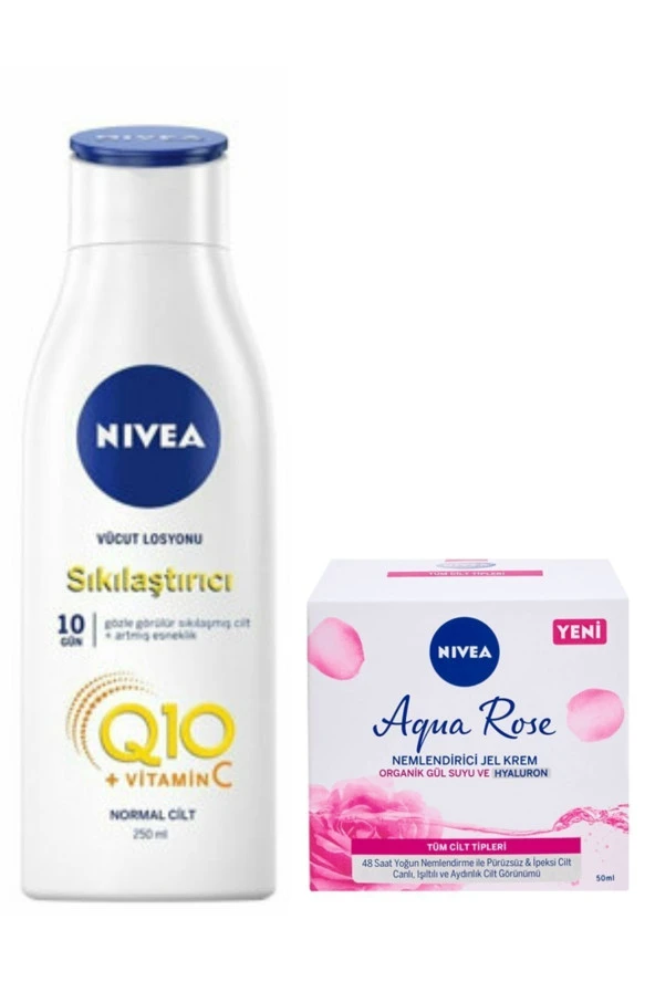 Q10 Sıkılaştırıcı Vücut Losyonu 250 ml & Nivea Aqua Rose Nemlendirici Jel Krem 50 ml ürün görseli 1