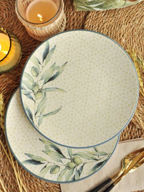Sipahi Zeytin Dalı 2 li Seramik Pasta Tabağı 20 Cm ürün görseli 1
