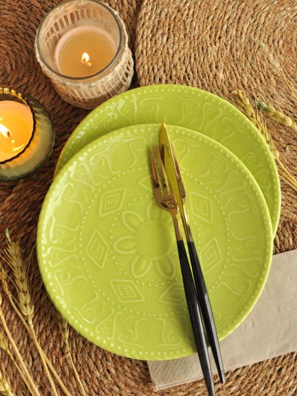 Sipahi Dekor Açık Yeşil 2 lı Pasta Takımı 20 cm ürün görseli 1