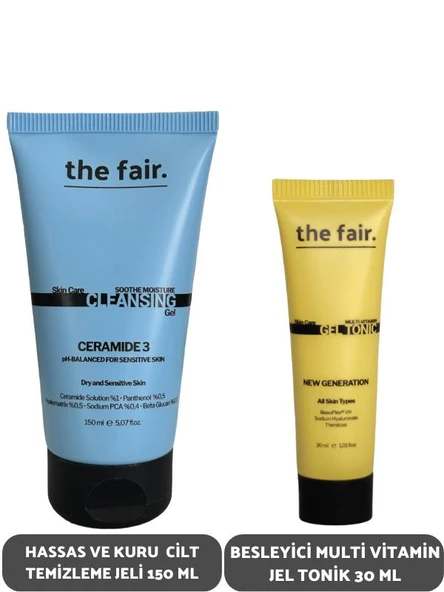 the fair. Hassas ve Kuru Cilt Temizleme Jeli 150 ml ve Besleyici Multi Vitamin Jel Tonik 30 ml ürün görseli 1