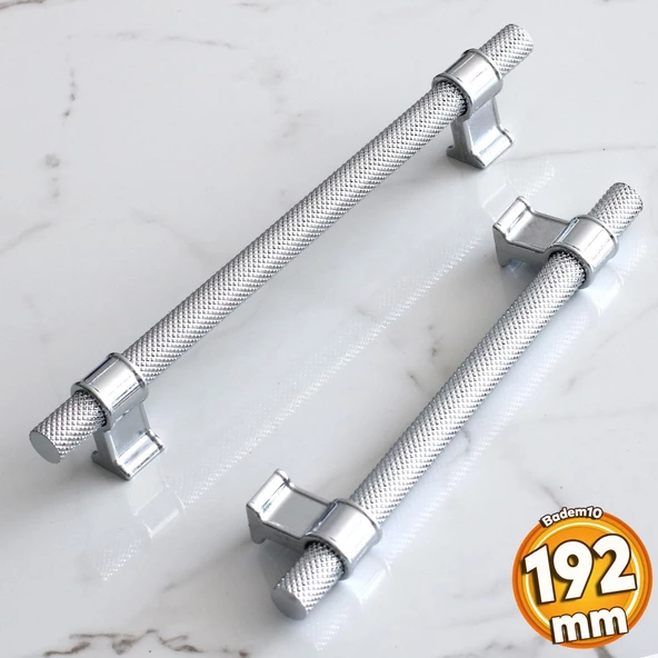 Hisar Krom Renk Metal Kulp 192 mm Tırtıklı Desen Mobilya Çekmece Mutfak Dolabı Dolap Kulpları Kulbu ürün görseli 1