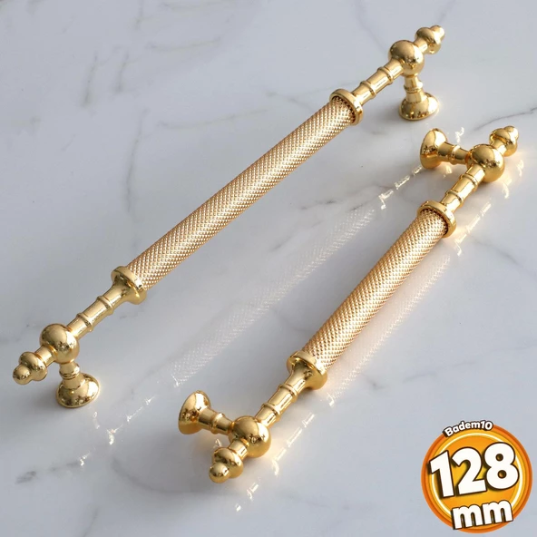 Ladin Altın Gold Metal Kulp 128 mm-12.8 cm Mobilya Çekmece Mutfak Dolabı Dolap Kapak Kulpları Kulbu ürün görseli 1