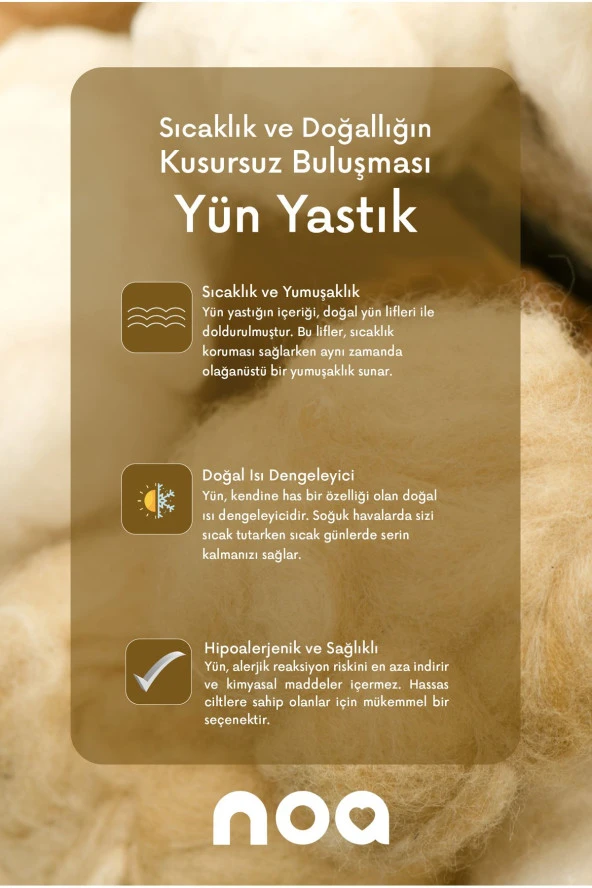 NOA YATAK NOA Premium Yün Yastık - Resim 2