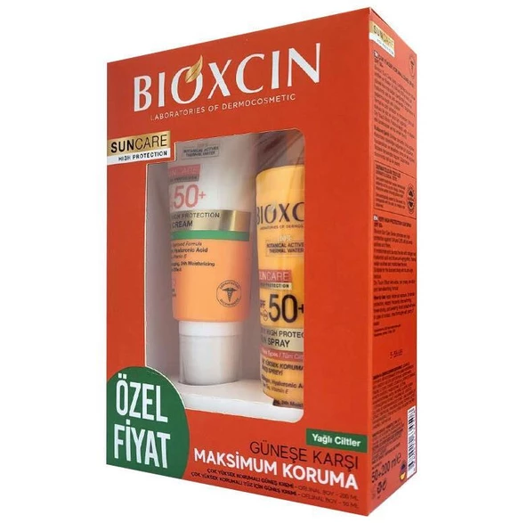 Bioxcin Suncare Yağlı Ciltler İçin Sprey 200 ml + Krem 50 ml ürün görseli 1
