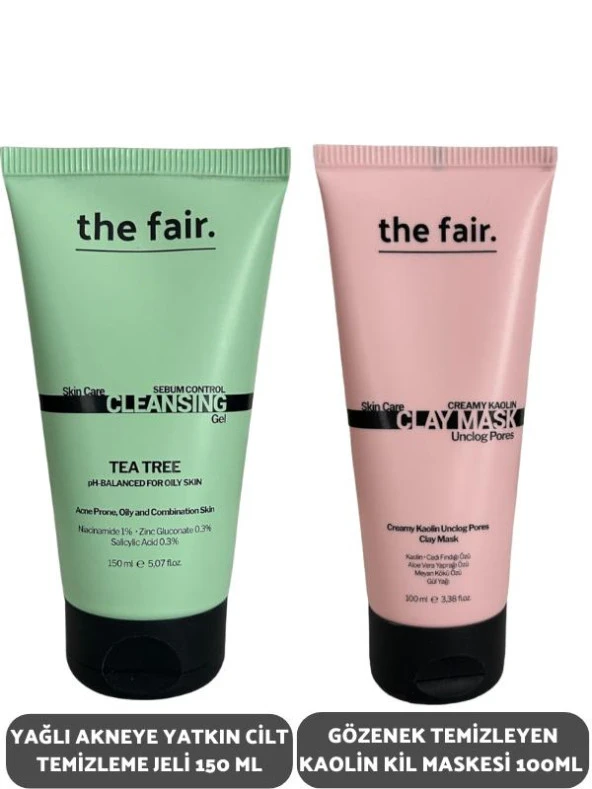the fair. Yağlı Akneye Yatkın Cilt Temizleme Jeli 150 ml ve Gözenek Temizleyen Kaolin Kil Maske 100 ml ürün görseli 1