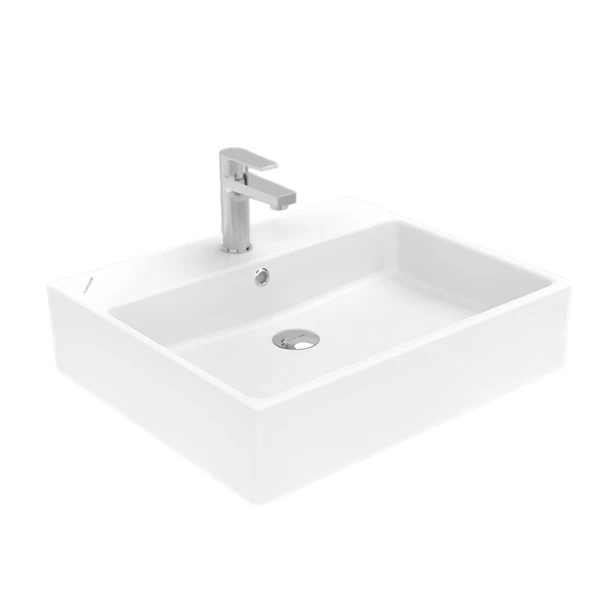 Creavit Next Kare Tezgâh Üstü Batarya Delikli Beyaz Lavabo 50x40 Cm NX242 ürün görseli 1