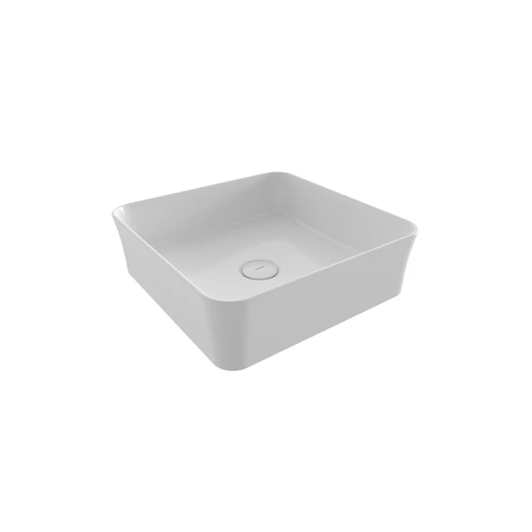 Bocchi Sottile Slim Line Kare Tezgâh Üstü Batarya Deliksiz Beyaz Lavabo 38x38 Cm 1477-001-0125 ürün görseli 1