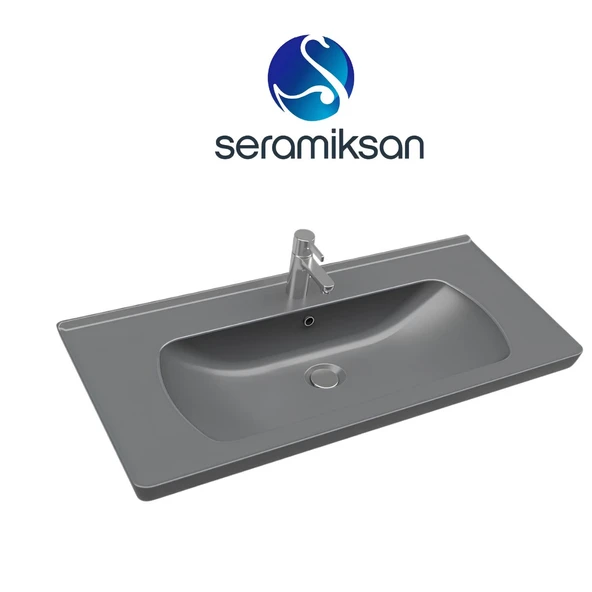 Seramiksan Satürn Etajer Uyumlu Mat Antrasit Lavabo 100x45 Cm A142031K ürün görseli 1