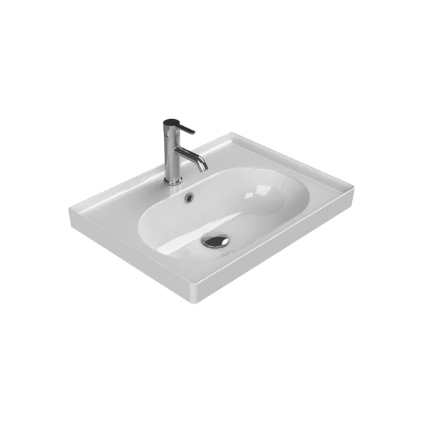 Turkuaz Cerastyle Arya Etajer Uyumlu Beyaz Lavabo 60x45 Cm 043100-u ürün görseli 1