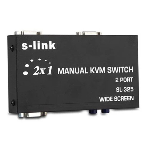 S-Link Sl-325 2 Port Vga+Ps2 1.8M M/M Kablolu Manuel Kvm Switch ürün görseli 1