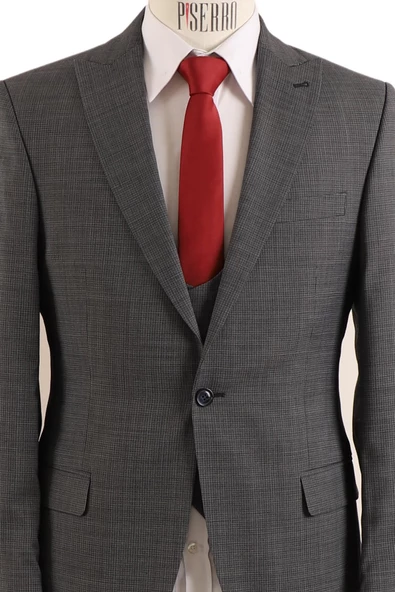 Yelekli Takım Elbise Slim Fit - Resim 11