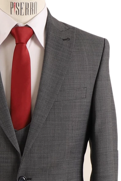 Yelekli Takım Elbise Slim Fit - Resim 12
