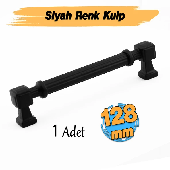 Talas Siyah Çizgili Metal Lüks Kulp 128 mm 12.8 cm Mobilya Mutfak Çekmece Dolabı Dolap Kulpları Kulb ürün görseli 1