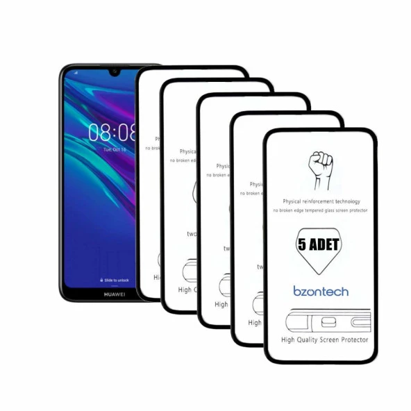 Bzontech Y6 2019 ile Uyumlu Ekran Koruyucu Tam Kaplayan 5li Set ürün görseli 1