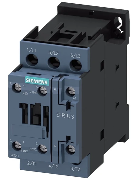 Siemens Sirius Kontaktör 3RT2027-1AP00 15kW 32A 230VAC 1NO+1NC Vida Bağlantılı S0 Boy 3 Kutuplu AC-3E/AC3 ürün görseli 1