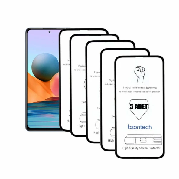 Bzontech Xiaomi Mi Note 10 Pro ile Uyumlu Ekran Koruyucu Tam Kaplayan 5li Set ürün görseli 1
