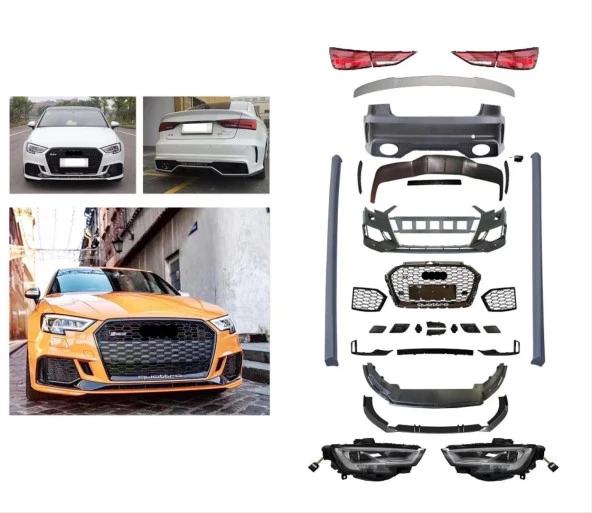 Audi A3 13-16 İçin 2017+ RS3 Görünüm Facelift Body Kit Sedan (Led Farlı Model Uyumlu) ürün görseli 1