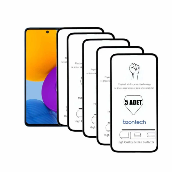 Bzontech Samsung Galaxy M52 ile Uyumlu Ekran Koruyucu Tam Kaplayan 5li Set ürün görseli 1