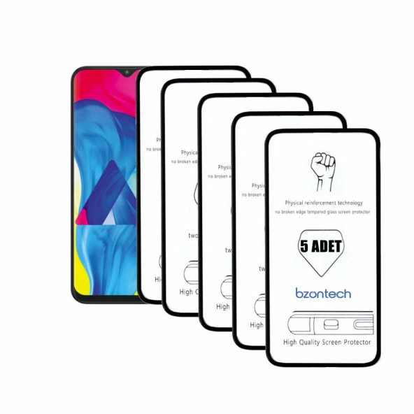 Bzontech Samsung Galaxy M10 ile Uyumlu Ekran Koruyucu Tam Kaplayan 5li Set ürün görseli 1