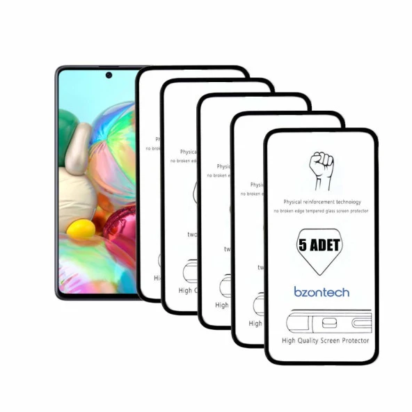 Bzontech Samsung Galaxy A71 ile Uyumlu Ekran Koruyucu Tam Kaplayan 5li Set ürün görseli 1