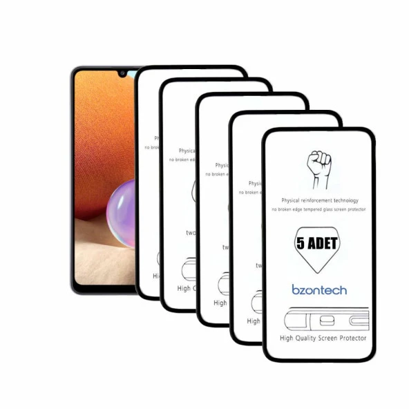 Bzontech Samsung Galaxy A32 ile Uyumlu Ekran Koruyucu Tam Kaplayan 5li Set ürün görseli 1