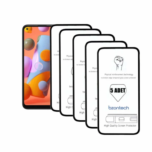 Bzontech Samsung Galaxy A11 ile Uyumlu Ekran Koruyucu Tam Kaplayan 5li Set ürün görseli 1