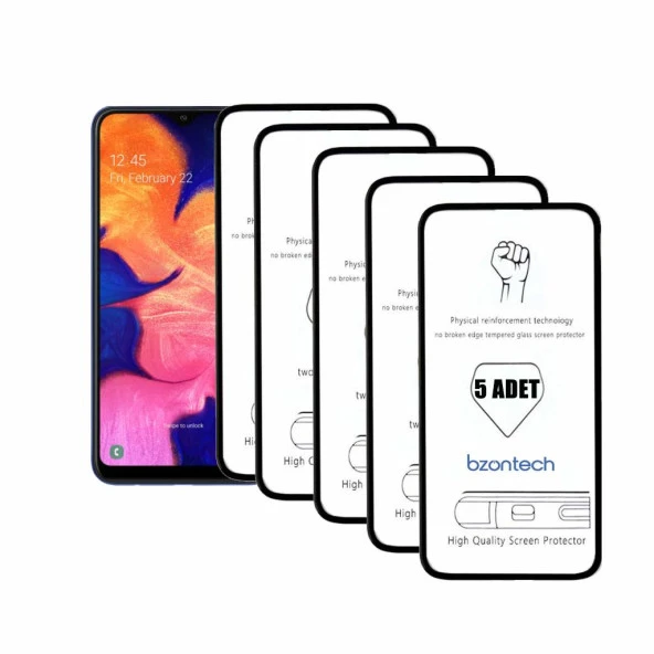 Bzontech Samsung Galaxy A10 ile Uyumlu Ekran Koruyucu Tam Kaplayan 5li Set ürün görseli 1