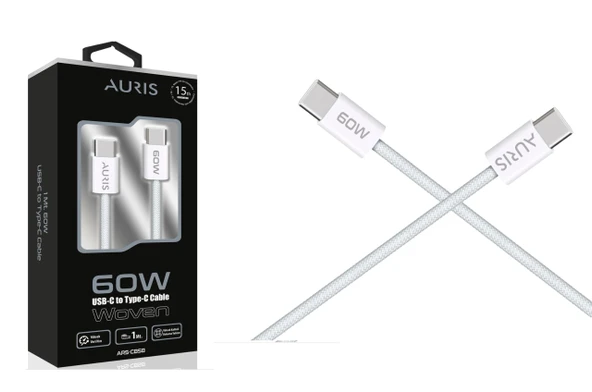 Auris ARS-CB58 1 Metre 60W Usb-c Kablo 1m Örgülü Type-c Type-c Kablo i15 uyumlu ürün görseli 1