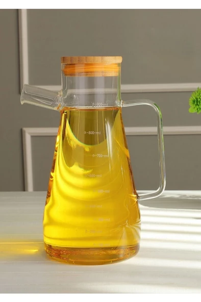 Mithra Life Bambu Kapaklı Borosilikat Cam Yağdanlık 900 ml MIT1070 ürün görseli 1