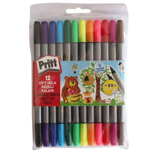 Pritt Keçeli Boya Kalemi Çift Uçlu 12 Renk 1687977 ürün görseli 1