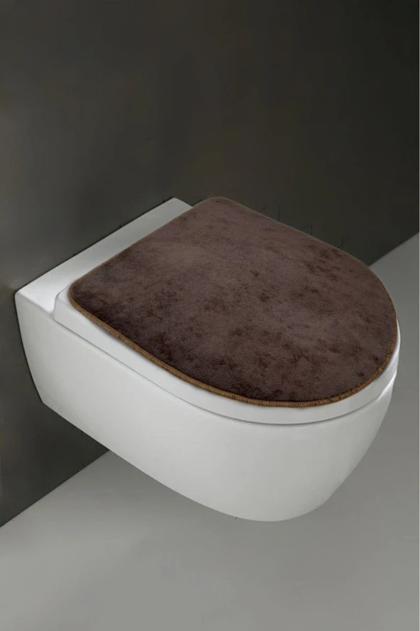 Klozet Kapak Örtüsü Ultrasoft Düz Kahve ürün görseli 1