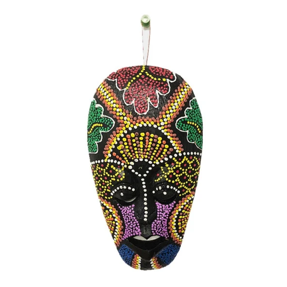 Ahşap Aborjin Mask 20 cm Renkli Duvar Dekoru Maske ürün görseli 1